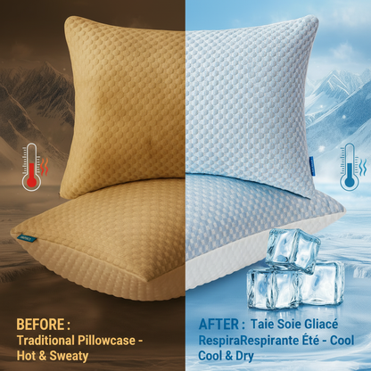 1-5PCS Summer Ice Silk Pillowcase Solid Color Ice Bean Breathable Cooling Pillow Cover for Bedding Machine Washable No Pillow