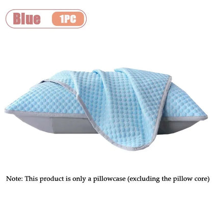 1-5PCS Summer Ice Silk Pillowcase Solid Color Ice Bean Breathable Cooling Pillow Cover for Bedding Machine Washable No Pillow