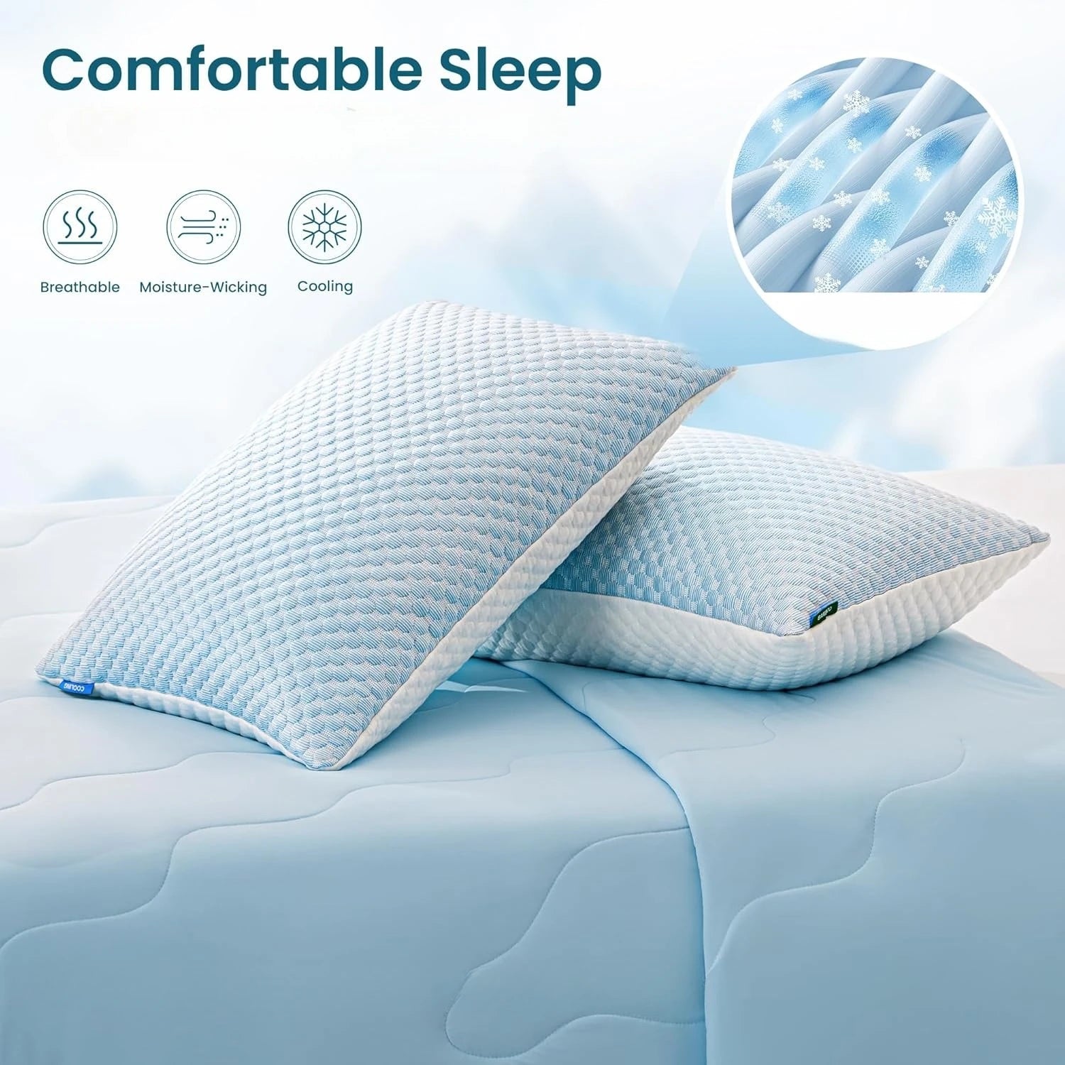 1-5PCS Summer Ice Silk Pillowcase Solid Color Ice Bean Breathable Cooling Pillow Cover for Bedding Machine Washable No Pillow