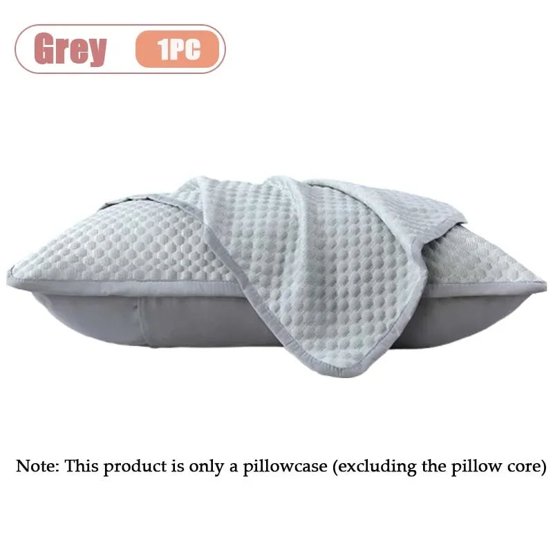 1-5PCS Summer Ice Silk Pillowcase Solid Color Ice Bean Breathable Cooling Pillow Cover for Bedding Machine Washable No Pillow