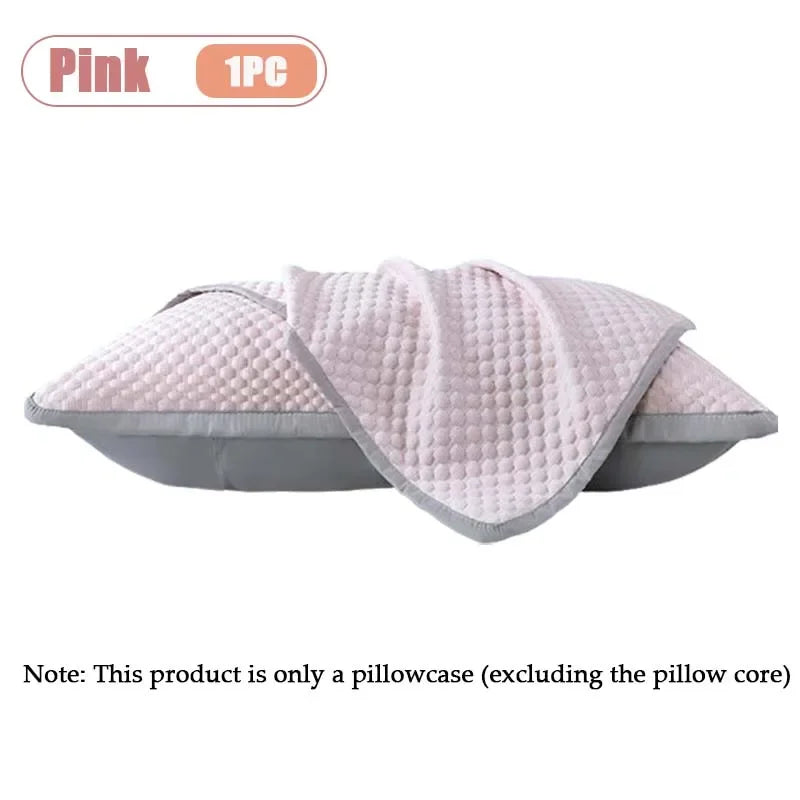 1-5PCS Summer Ice Silk Pillowcase Solid Color Ice Bean Breathable Cooling Pillow Cover for Bedding Machine Washable No Pillow
