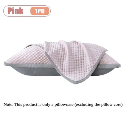 1-5PCS Summer Ice Silk Pillowcase Solid Color Ice Bean Breathable Cooling Pillow Cover for Bedding Machine Washable No Pillow